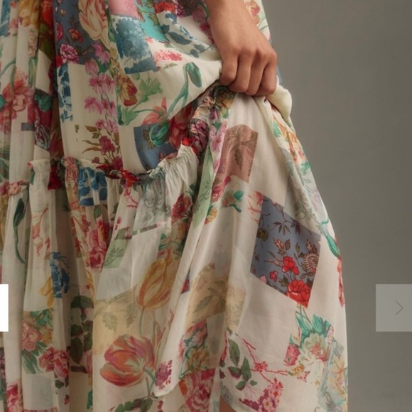 Anthropologie Floral Patchwork Maxi Dress | Boho Cottagecore | Size L - Picture 4 of 6